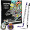 IBOPUXIU Rotuladores acrílicos con Doble Punta(Punta Fina y Pincel), Acrylic Markers resistentes al agua(24 colores), Adecuado para vidrio, madera, papel, manualidades y pintura rupestre
