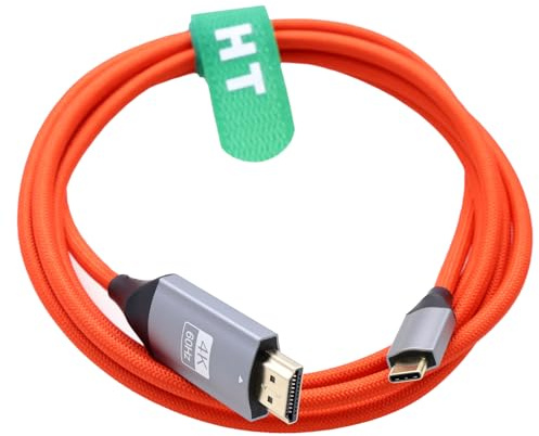 HangTon USB-C to HDMI Cable 4K 60p for Laptop Phone Tablet to HD TV Monitor Projector Display, for iPhone 15/16, MacBook Pro/Air, Galaxy S24, Dell, Red Braided, 3FT