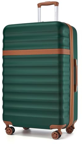 Kono 28 Inch Hard Shell Suitcase Large Expandable Luggage (Green/Brown)