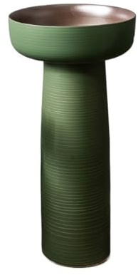 Piédestal peu encombrant Lavabo sur pied en céramique avec robinet et kit de vidange, lavabo extérieur(Green)
