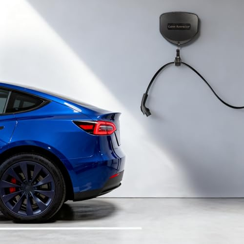 EV Charger Cable Retractor-11.5ft Wall Mount Automatic Charger Retractable Cord Reel and Retractable Cable Organizer for most EV Charger, Applies to 94% Electric Vehicles