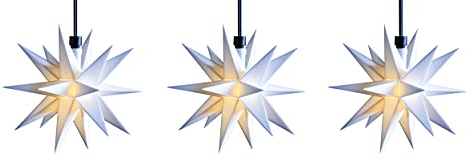 STEINFIGURENWELT GIEBEN 3D LED Sternenkette mit Timer 3 Sterne 12 cm Weihnachtsstern Batterie Ministern Außen Stern klein Leuchtstern Fenster Deko Wetterfest für außen und innen von Dekowelt (Weiß)