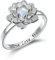 Mondstein Lotus Ring, Sterling Silber True Love Waits Graviertes Lotus Blume Fidget Ring Natürlicher Heilender Buddha Spiritueller Yoga Schmuck Geschenke für Frauen (54 (17.3))