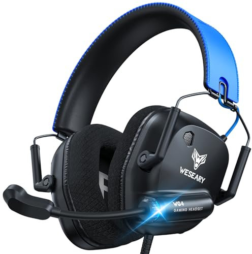 WESEARY Wired Gaming Headset Compatible with Xbox One, Xbox One X/S, Xbox Series X|S, PC, PS4, PS5, Switch, 3D Stereo Sound Gaming Headphones with ENC Microphone, Soft Earmuffs, 3.5mm Audio Jack