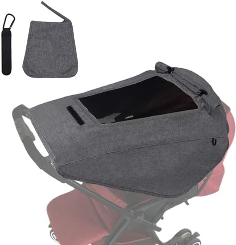 LPZMPZ Sonnensegel Kinderwagen UV Schutz 50+ Sonnenschutz Buggy Tuch Baby Sonnenverdeck für Kinderwagen Universal Verstellbar Wasserdicht mit Sichtfenster und Seitenflügel Grau