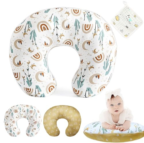 Gobiufy Nursing Pillow Cover,Infant Removable Breastfeeding Pillow Cover for Newborn,Ultra Soft Comfortable Two-Sided Design Slipcover for Baby Boy Girls Breastfeeding Moms