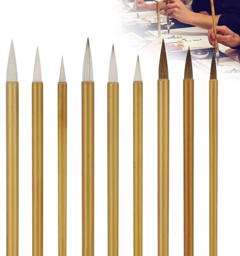 Linkstyle Chinese Calligraphy Brush Set, 9PCS Painting Brushes in 3 Sizes, for Writing & Drawing Ink and Watercolor