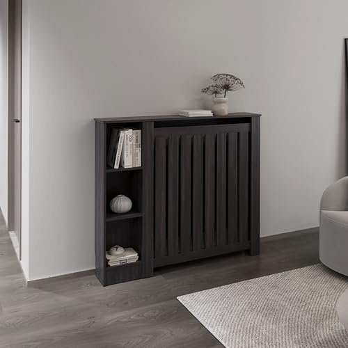 Cover Cabinet with Slatted Frame and 3 Shelves, Decorative Heater Cover, Furniture Accent, Walnaut