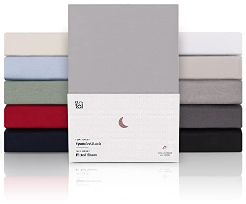 Blumtal® Premium Spannbettlaken 90x200cm 2er Set Jersey - Oeko-TEX zertifiziertes Bettlaken 90x200cm Baumwolle 100% - Spannbettlaken Boxspringbett - Laken 90x200 - Dunkelgrau
