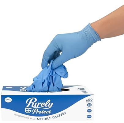 Blake & White Purely Protect Blue Nitrile Gloves Small - Powder & Latex Free Disposable Gloves for Medical & Industrial Use - Made from 100 Percent Hypoallergenic Rubber Material - Box of 100