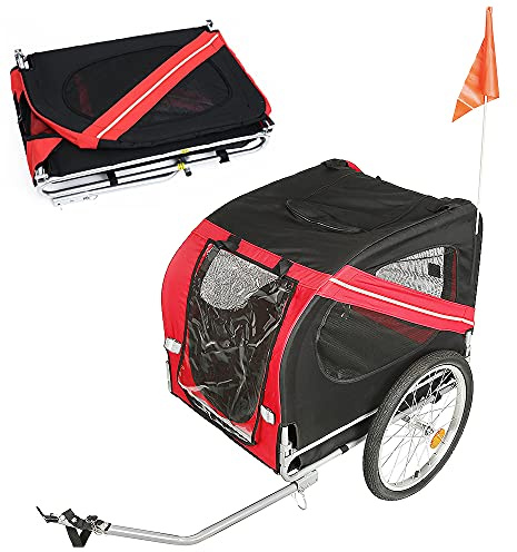 XUANYU Remorque à Vélo pour Chien Pliable Remorque de Vélo en Tissu Oxford avec Reflecteurs, env. 73×90×137 cm, Charge Max. 40 kg, 4 Couleurs au Choix (Rouge)