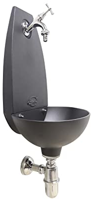 Wandbrunnen Thebe Farbe Gusseisen Wasserhahn und Siphon aus Messing für Haus Garten (Messing verchromt)