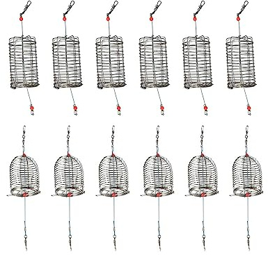 Kellegour 12 Pcs Cesto para Cebos de Pesca,Cebo de Pesca Cebadores,Cebador Carpa Jaula,Cebadores Pesca,para Capturar Anguilas,Cangrejos,Peces,Peces Pequeños y Langostas
