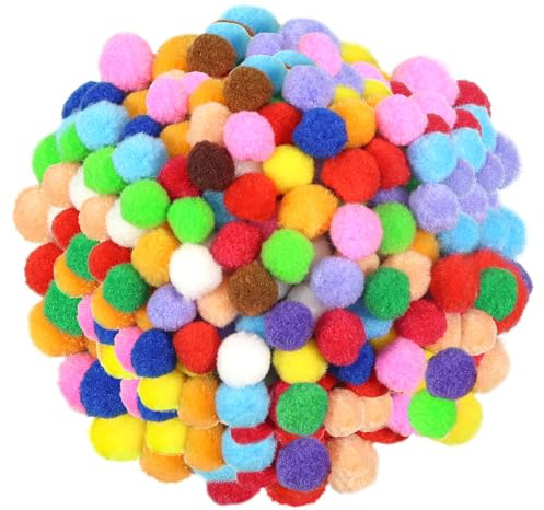 TOAOB 300pcs Large Pompoms for Crafting 10mm Multicolor Fuzzy Pom Pom Balls | Assorted for DIY Crafts Home Sew Decorations,15 Color, Camp Projects,Bags Clothing Decorative Trees