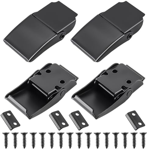 TOKSEO 4 Pièces Loquet à Bascule, Fermeture à Levier Fer Fermoir de Tension Fermeture de Boîte Capuchon de Verrouillage pour Boîte à Outils avec vis pour Boîte,Cas Sans Serrure, Noir