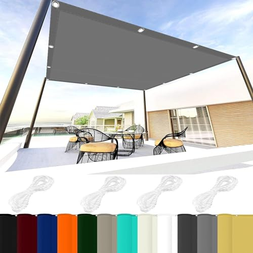 Uteplats Solskydd Segel 3 x 5 m Pes Polyester, 98% UV Block Solskyddsmarkiser Vattentät Med Gratis Rep för Utomhus, Fest, Uteplats, Ljusgrå