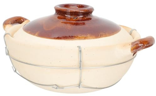 POPETPOP Marmite à Ragoût En Terre Cuite 0,5 l Poignée, Cocotte Ménagère Résistante Haute Température, Cuisson Rapide Équilibrée Pour Soupe Et Riz, Usage Domestique