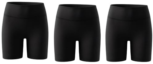 Smivibe 3-Pack Girls Stretchy Cycling Shorts 4-Way Stretch Fabric School Gymnastics Dance Shorts for PE Lessons Trainers Sports or Kids Black 9-10 Years