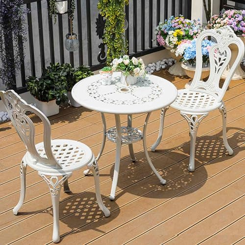 Balkonmöbel-Set für den Außenbereich, Aluminiumguss Tisch mit Stühlen, wetterfest und leicht zu reinigen, perfekt für kleine Räume