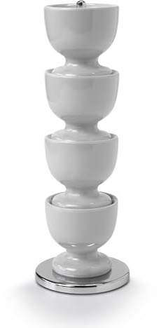 Zeal Stack and Store Egg Cups/Holders, Set of 4 with Chrome Storage and Carry Stand, Melamine, French Grey