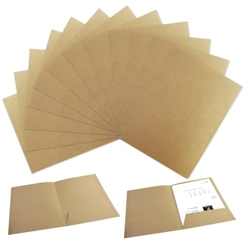 21 raccoglitori con tasche, formato A4,350 g/m², in cartone A4, con slot per schede, cartelline per documenti, cartelle in carta kraft per ufficio, scuola (marrone)