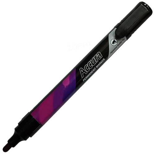 CLARITY Permanent Marker Pens, BLACK, Bullet Tip (2.0mm), Pack of 1, Marks on Most Surfaces, Waterproof, UV resistant Ink, Non-Toxic, iZOFAX Black Ball Pen