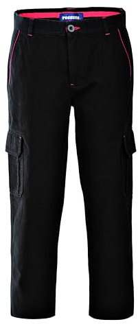 Rossini - A85020 - Adelaide Pantalone da Lavoro, 100% Cotone Twill, Elastico ai Fianchi, Chiusura con Cerniera e Bottone (IT, Testo, L, Regular, Regular, Nero)