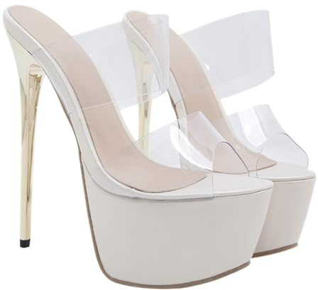 Ciieeo Sandali Donna Tacchi Alto Stabile e Piattaforma, Eleganti e Comodi in Pu Color Oro, per Occasioni Speciali e Locali Notturni