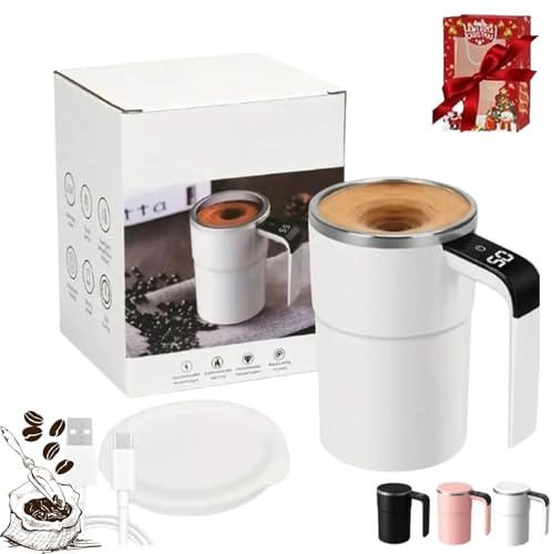 Electric Coffee Mug With A Built-In Lcd,2026 Upgrade Self-Stirring Magnetic Coffee Cup With Temp Display,Self Stirring Mug,Self Stirring Coffee Mug For Coffee, Milk And Other Beverages (white)