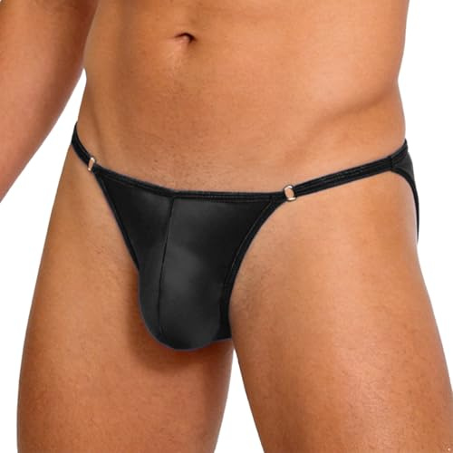 inhzoy herr hipster micro G string triangel slip olja glänsande mikrokalsonger sträng ouvert öppen gay sissy pouch trosor par spel, svart, one size