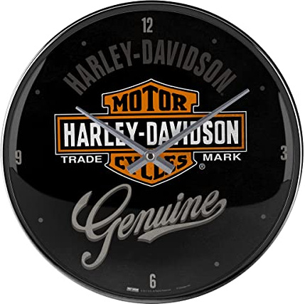 Nostalgic-Art Retro Wanduhr, Ø 31 cm, Harley-Davidson – Genuine – Geschenk-Idee für Biker, Original Lizenzprodukt (OLP), Große Küchenuhr, Vintage Design
