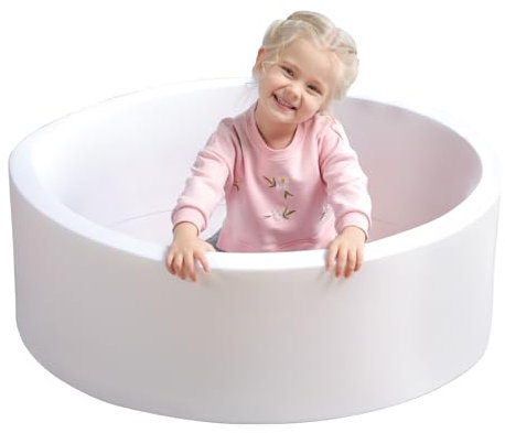 TRENDBOX Soft Memory Foam Ball Pit Sponge Indoor Round Ball Pit (NO Balls) for Toddler Children - White