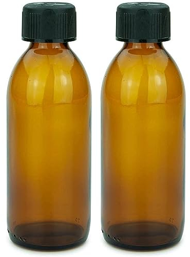 mikken 2 bouteilles en verre marron de 200 ml avec bouchon à vis