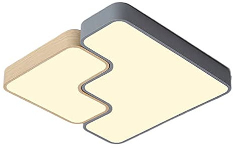 MCWYH Lampada da Soffitto A LED da 38 W con Montaggio A Incasso, Illuminazione A Soffitto Quadrata in Metallo E Bordo in Legno, Luce Diurna Fredda 6000 K, 3200 LM, Utilizzata per La Sala da Pranzo