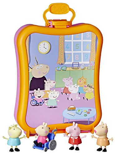 Peppa Pig Peppa's Club Friends Carrying Case Playset, Includes 4 Figures, Back to School Toys for Kids, Classroom Preschool Gifts, Ages 3+