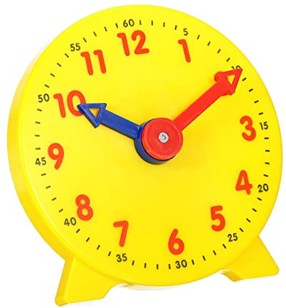 PATIKIL 4 inch Teaching Clock, Learn Clock Learning Tell Time Analog Clock Demonstration Clock 12 Hour 2 Pointers for Classroom Teacher, Yellow
