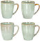 levandeo Steingut Becher 4er Set 300ml Tasse Grün Kaffeetasse Modern Design Küche Kaffeepott Teetasse