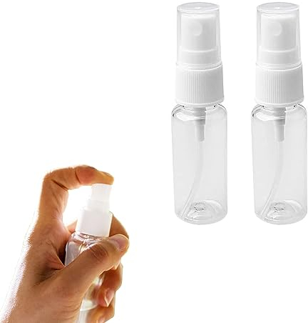 OBYJCA 20ml Small Spray Bottle, 2 PCS Re-Usable Travel Spray Bottle Mini Spray Bottles 20ML Transparent Fine Mist Sprayer Bottles Plastic Empty Refillable Atomiser with Caps Holiday Travel Bottle