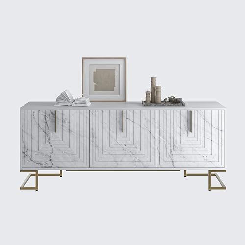 SweMa Kommode, Sideboard Monte-Prado mit dekorative Fräsungen und Soft-Close-Funktion (marmorweiß)