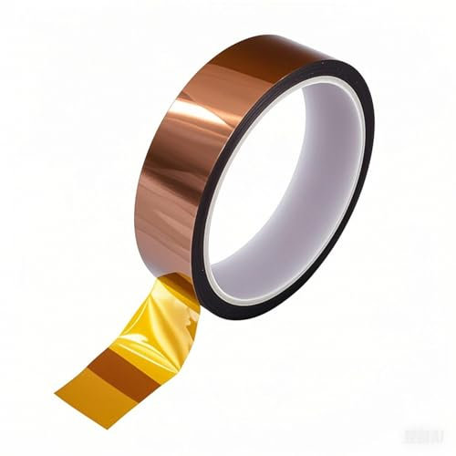 Misuyue 25mm Kapton Tape, Hitzebeständiges Klebeband bis zu 300℃, 33m/108ft Polyimid Film Isolierband Klebeband für 3D-Drucker Löten, Sublimation, Elektronik Leiterplatten (Brau)