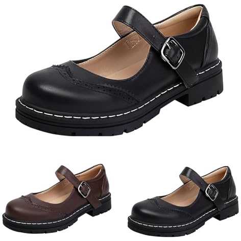 Chaussures Mary Jane pour femmes avec plateforme, chaussures de loisirs en cuir pour femmes, chaussures confortables élégantes avec boucles, chaussures à talon avec demi-bout fermé, chaussures de