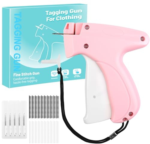 Pistolet à étiqueter pour vêtements à 5 aiguilles, pistolet à coudre avec 2 000 aiguilles en plastique, appareil à étiqueter pour vêtements, pour couture DIY, application d'étiquettes