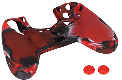 Risegun Hülle für PS4 Controller, Silikon Schutzhülle mit Daumengriffkappen Kompatibel mit PS4