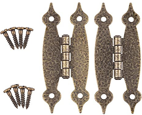 Hammered Antique Brass H Hinges for Cabinet Doors - 3-1/2 x 1-1/2 - Pack of 20 - Flush Mount Cabinet Hinges - HG3-SAB (10)
