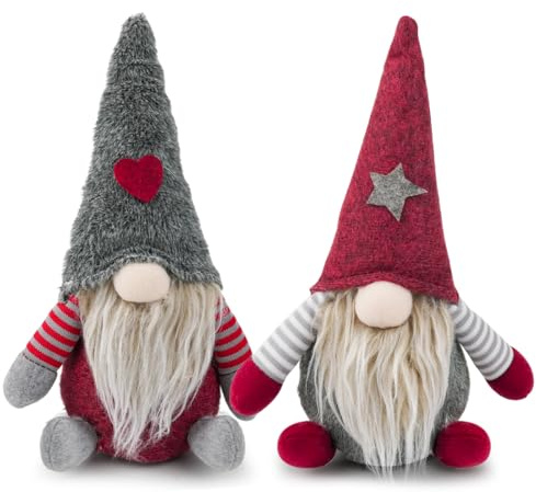 Bluelves 2 Stücke Weihnachtsdeko Plüsch Wichtel 28cm Hoch, Plüsch Wichtel Dekoration, Weihnachten Deko Geschenk für Weihnachtendekoration, Weihnachtswichtel Set für Festival-Zubehör
