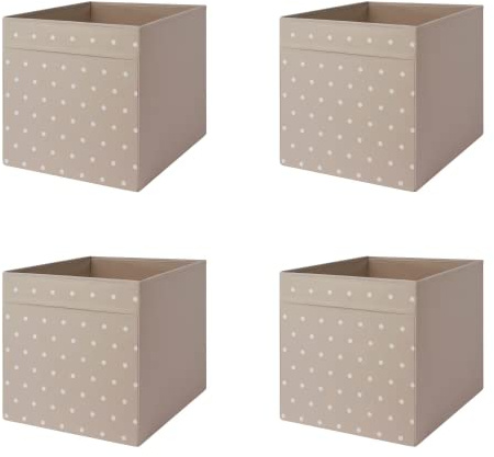 MAC Drona Storage Box 33x38x33 cm Office/home Storage Box Perfect for Everything. Foldable Storage Organizer Boxes for Shelving Unit Bedroom, Wardrobe, and Toys , Children, (4 Pack, Dotted/beige)