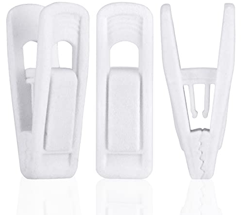 Tinfol Weiße Samt-Kleiderbügel-Clips, 24 Stück Hosen-Kleiderbügel-Clips, rutschfeste beflockte Finger-Kleiderbügel-Clips, perfekt für dünne Samt-Kleiderbügel