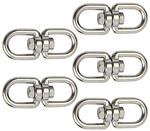CONPHERON Edelstahl Drehwirbel M4-M10 Wirbel-Schäkel Ankerwirbel Ösenhaken Doppelseitiges Drehgelenk Anschluss Zubehör Silber