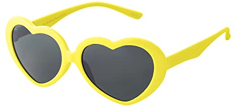 Ultra Kids Heart Shaped Sunglasses for Girls Boys - UV400 Protection Children's Retro Love Heart Novelty Glasses - Ages 3-10 - Yellow