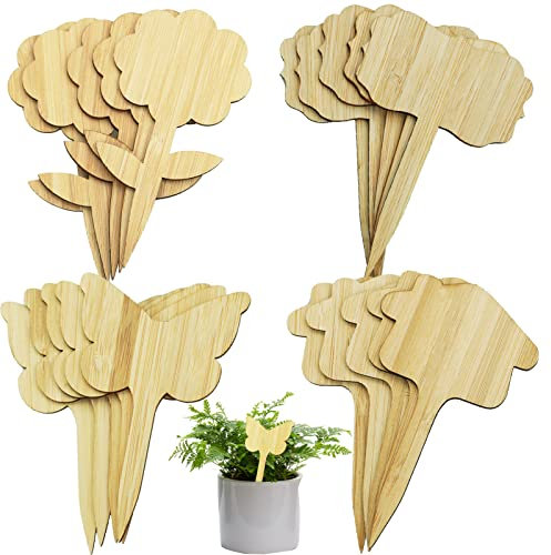 SZCXDKJ 40Pcs Bamboo Plant Labels, Wooden Bamboo Plant Tags Garden Markers Plant Labels for Outdoor Plants